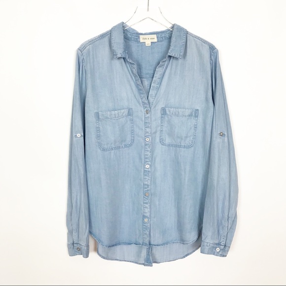 cloth & stone Tops - Cloth and Stone Chambray Denim Shirt Size XXL